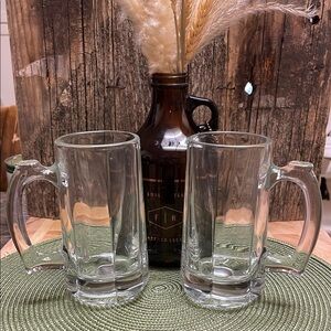 LIBBEY | Beer Stein | Heavy Glass | Bubble Paneled |Vintage | Mugs |Set/Pair/Two